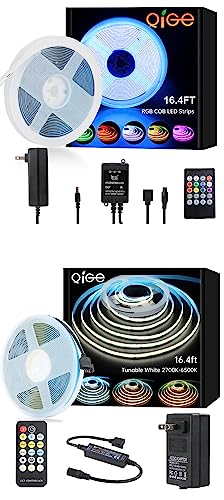 Qige 16.4Ft Rgb Cob Led Strip Kit +16.4Ft Tunable White Cob Led Strip Kit #TOP4