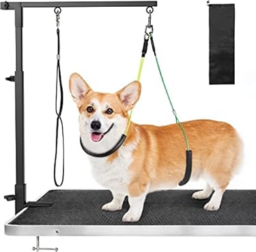 AMAZON - Pawaboo Dog Grooming Table Arm with Clamp, 35″ Dog-Grooming-Arm Dog Grooming Stand and Free Two No Sit Haunch Holder with Grooming Loop, Foldable Dog Grooming Arm for Small Medium Pet