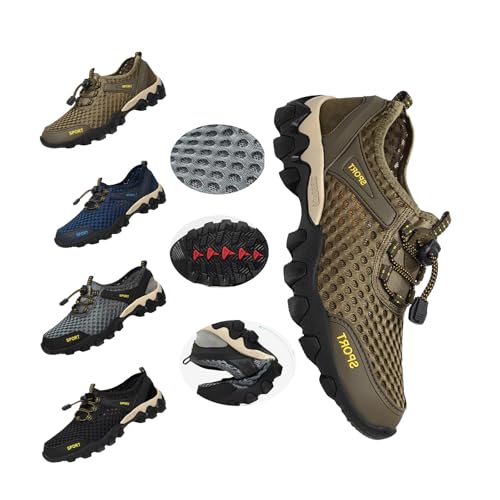 Men's Quick-Dry Outdoor Hiking Shoes – Breathable Mesh Sneakers with Arch Support, Non-Slip Water Shoes for Beach, Trekking, Fishing, and Summer Travel