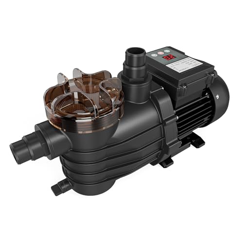 VINGLI 3/4 HP 3435 GPH Pool Pump 110V Single Speed Self Priming Swimming Pool Pump Powerful Copper Motor Water Circulation Pump with Filter Basket for Above Ground Pools Spas US Plug