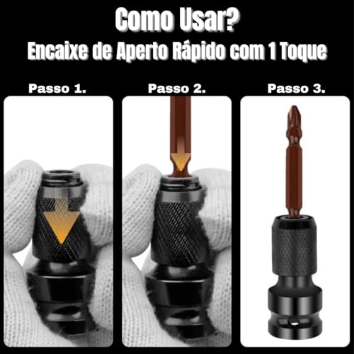 Haste Soquete Adaptador Quadrado Chave De Impacto 1/2Pol Bits 1/4 Engate Rápido Parafusadeira Elétri