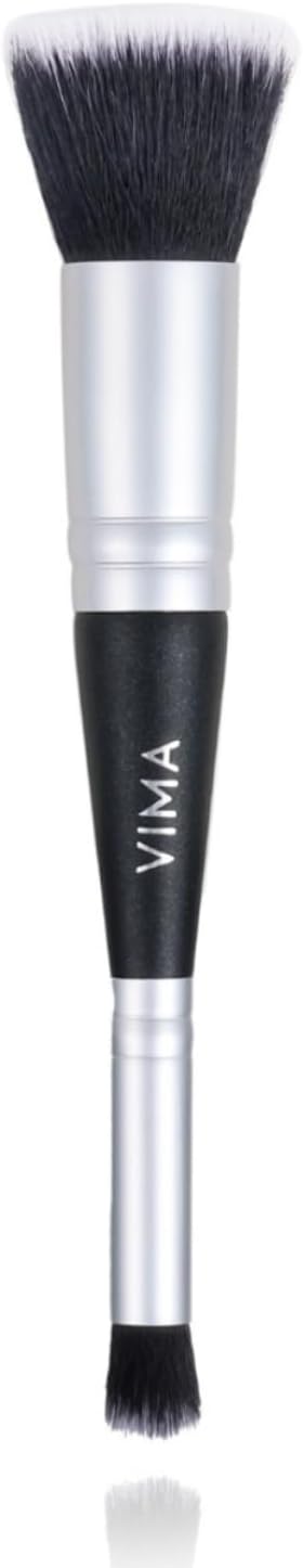Vima Dual Ended Makeup Brush – 2-in-1 Foundation and Eye Shadow Blending Brush – Soft Synthetic Fibers – Vegan and Cruelty-Free