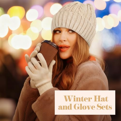 Gorro y guantes de punto contra el frío intenso para hombre y mujer 5