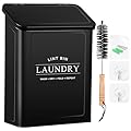 Candco Magnetic Lint Bin for Laundry Room, Metal Lint Trash Can with Lid and Brush, Wall Mounted Lint Box for Dryer, Farmhouse Laundry Room Decor, Black