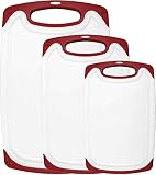 HOMWE Cutting Boards for Kitchen - Chopping Board 3-Pack w/Different Sizes and Non Slip Handles - Re