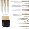 Kangdelun 14 PCS Knife Block Set, Ultra Sharp High Carbon Stainless Steel, Wood Handle