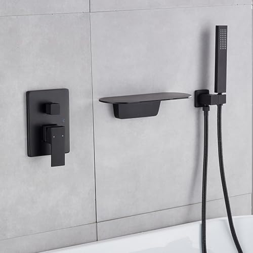 Mitigeur de douche haut de gamme noir mat avec colonne cascade et robinet lavabo