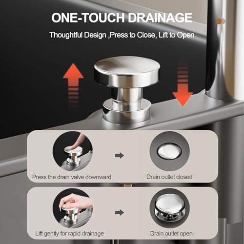 Commercial Freestanding Mop Sink with Drain Outlet & 5 Mop Hooks - Durable Plastic Utility Sink for Laundry, Hospitals, Schools & Shopping Malls - Mop Storage Rack Included (Black)