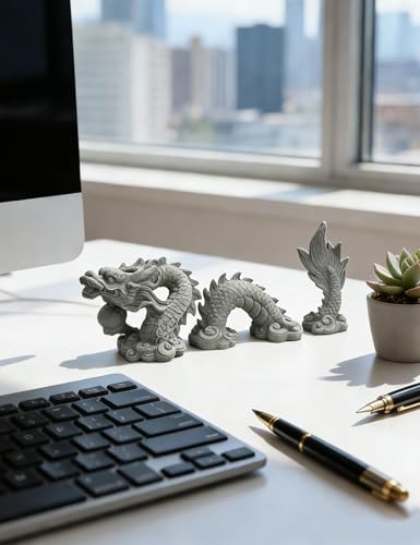 Estatua dragón chino feng shui decoración hogar oficina miniatura 3