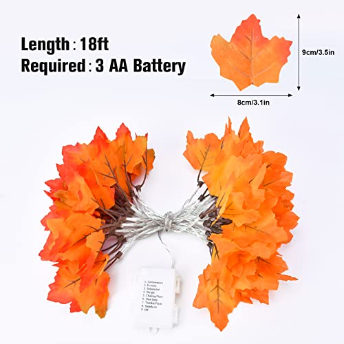 Fall Decor Maple Leaves Lights,Fall Decorations For Home Clearance Indoor Outdoor, Thanksgiving Decorations 18Ft 50Led Lights Battery 8 Blinking Modes Waterproof Enlarged Fall Leaf Garland For Autumn #TOP1