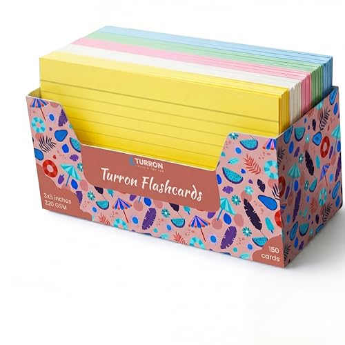 Image of Turron Basic Blank Index Flash Cards (150, Multicolor, 3 x 5 Inch, 2-Side Ruled)