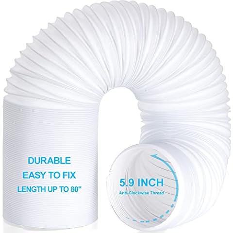 HVAC YELLOW HAT Portable Air Conditioner Exhaust Hose,Up to 80 Inch Length 5.9" Diameter, Anti-Clockwise Thread Cover