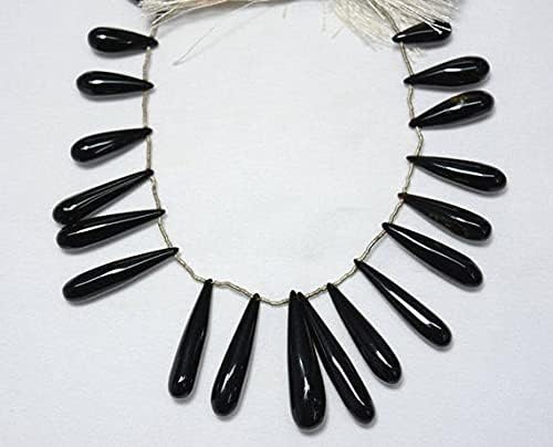 Cuentas largas con forma de lágrima de ónix negro, cuentas de gota de ónix, piedras preciosas para joyas, 0.236 x 0.551in, 0.276 x 0.787in, 4.5