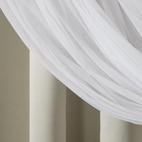 Image of TOWN & COUNTRY LUXE Talia Double Layer Indoor Curtains, Sheer and Room Darkening Blackout, Grommet Top, Energy Efficient, 2-Pack Set, 52 inchx120 inch, Cloud Grey