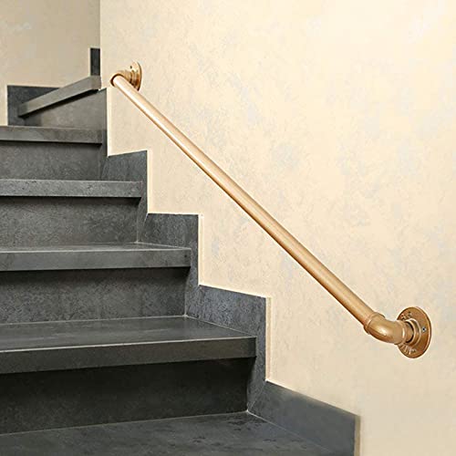 Rampe d'escalier extérieure et intérieure industrielle dorée de 9ft - 5