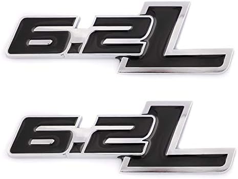 2pc Triple Chrome 6.2L Emblem Badge Fits Hood Fender Trunk - Sleek 4mm Thick