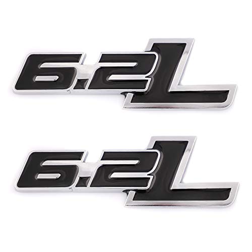 Image of 2x 6.2L Litter Hood Fender Tailgate Emblem Decal Replacement For F150 Ratpor F-150 Badge Sticker Automotive Accessories Decoration (Black With Silver Outline)