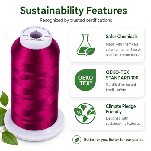 Image of Simthread 5000M 40WT Polyester Embroidery Thread, Peony S098 | 5000M 40WT polyester thread feeds smoothly for machine embroidery, monograms, logos, patches and quilting.