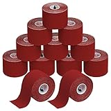 ALPIDEX Kinesiologie Tape 1/3/ 6/12 Rollen Viele Farben 5 m x 5 cm Anwendungsbroschüre Elastisch Wasserfest Hautfreundlich Physio Muskel Tape Set, Farbe:rot, Menge:12 Rollen