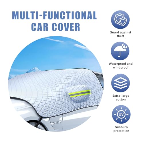 Image of Yourkar Car Windshield Cover for Snow and Ice, Magnetic Windscreen Snow Covers with Side Mirror Cover, Universal Windproof Cover for Automotive Windshield, Car Accessories (Silver)