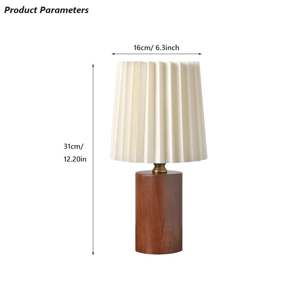 Vintage Schreibtischlampe Kleine plissierte Massivholz Tischlampe Kleine Schlafzimmerlampe für Nachttisch Wohnzimmer Studie Kinderzimmer Student Dorm Nachttischlampe (A)