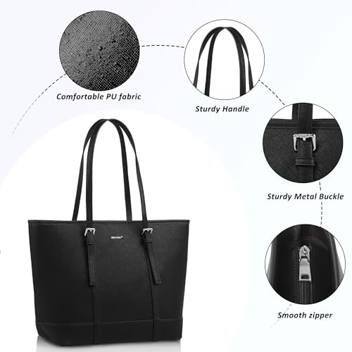 Bolso Tote para mujer de cuero vegano con compartimentos miniatura 4