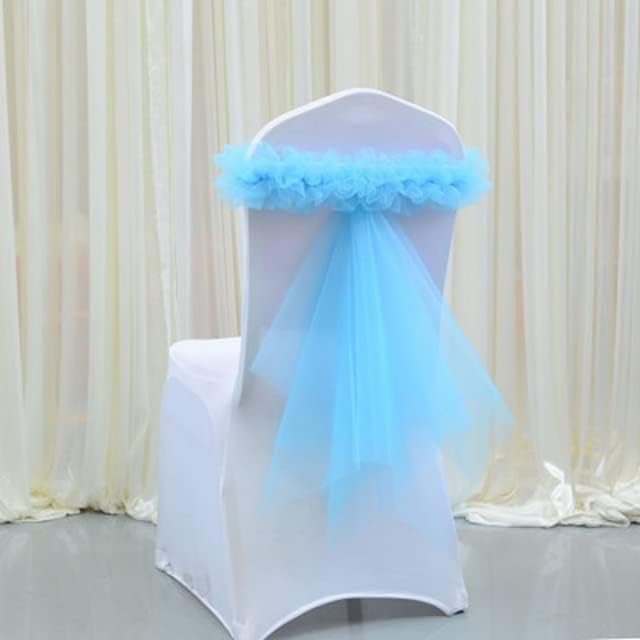Wedding Chair Decoration Organza Chair Sash Flower Knot Band Gold/Blue/Pink/Purple Elastic Ribbon for Wedding Party Banquet Green(Sky Blue)