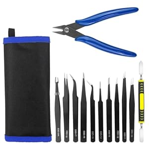 Lectorias Pinzas de PrecisiÃ³n, 12 Piezas ElectrÃ³nica, Acero Inoxidable Manualidades, ESD Anti-EstÃ¡tica Modelismo, Alicates de Corte, para Trabajo de Laboratorio, ArtesanÃ­a