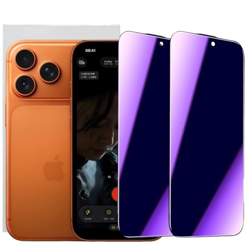 【ブルーライトカット+覗き見防止】NIUZHAI ガラスフィルム iPhone 17 Pro Max用 強化ガラスフィルム(2枚セット)気泡レス 自動吸着 貼りやすい スマホフィルム 超鮮明な画質 高光沢 ブルーライトカット 目に優しい 指紋防止 飛散防止