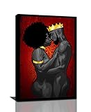 African American Canvas Wall Art Black King And Queen Giclee Prints Framed Pictures Contemporary...