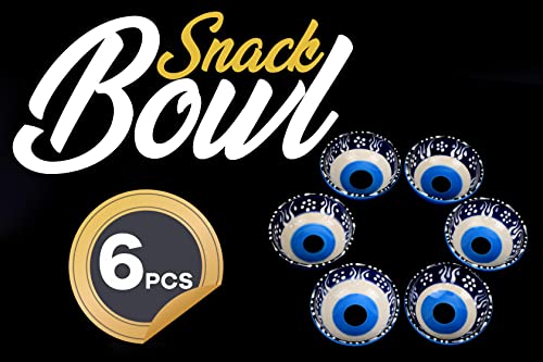 Küchengeräte 6Pcs Evil Eye Nazar Turkish Ceramic Snack Bowls - 3.35'' Inc 96Ml 3.5 Oz Round Shaped Evil Eye Pattern Pinch Sauce Dipping Finger Small Serving Bowls - Best Gift Set #TOP6