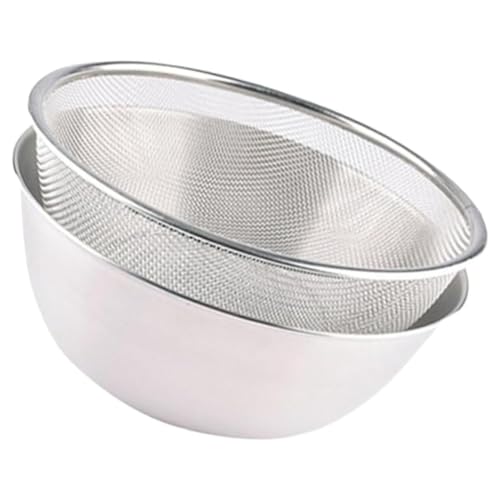 Gundhgstrr Juego de Colador de Cocina de Acero Inoxidable con Cesta y Bol para Escurrir Frutas, Verduras y Arroz. Ideal para Lavar Fácilmente.