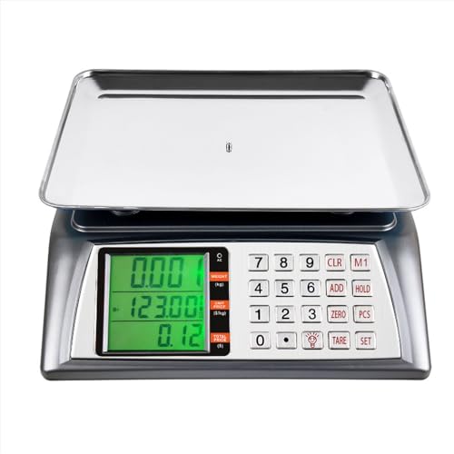 ZCBYBT Balanza Comercial Digital del Precio 30KG Balanza informática electrónica del Precio Balanza del Peso de la Fruta de la Carne de la Comida con la Plataforma del Acero Inoxidable