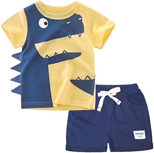 Toddler Boys Summer Clothes Sets Short Sleeve Tee Shirt and Short Set Kids Dinosaur Printing Clothing Sets 2-7years