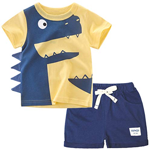 Image of Little Boys Shorts Set Toddler Boys 100% Cotton Summer Short Sleeve T-Shirts and Shorts Clothing Sets 2PCS