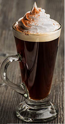 Irish Coffee Mug Tall Glass, Latte Cups, Cappuccino And Hot Chocolate Mugs With Handle, Clear Glass, Zero Lead For Hot Ounces 6-Piece Set (8.5 Ounces) #TOP4