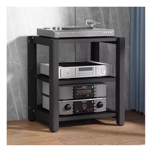 Gabinete de audio estéreo de 2/3 niveles con estantes ajustables para equipos de TV AV, almacenamiento de medios para reproductores de discos y amplificadores (estilo C, 50 x 60 x 64 cm)