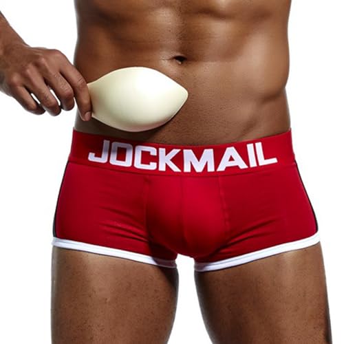 JOCKMAIL Men's Boxer Briefs Cotton Stretch Underwear Mens Padded Boxers Removable Front Cup Bulge Enhancing Underwear