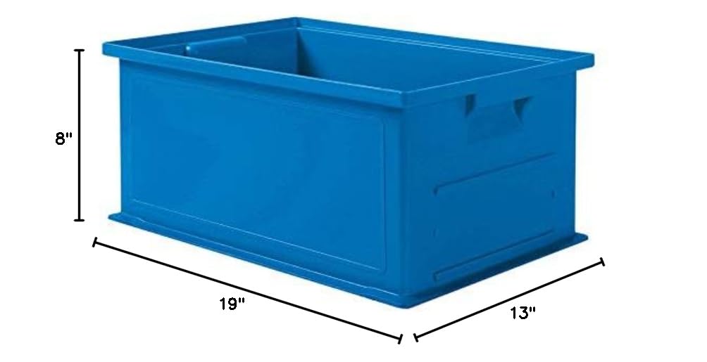 Solid Wall Stacking Cntner, 19x13x8, Blue