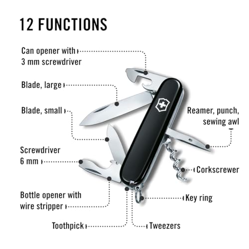 Image of Victorinox Swiss Army Knife - Spartan - 12 Functions, Multitool - Black, 91 mm (1360330)