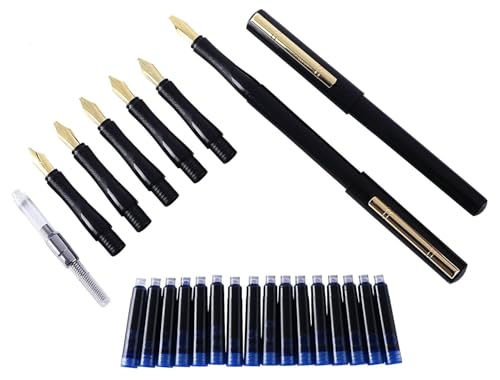 Image of ARTISTERY Calligraphy Pen Set with 5 Nibs,16 Blue Ink Cartridges and 2 Pens