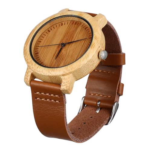 HORIALENCE Reloj De Madera Analógico De Cuarzo De Bambú y Correa De Cuero para Hombre Hecho Mano para Informal y Diarias HORIALENCE Reloj De Madera Analógico De Cuarzo De Bambú y Correa De Cuero para Hombre Hecho Mano para Informal y Diarias