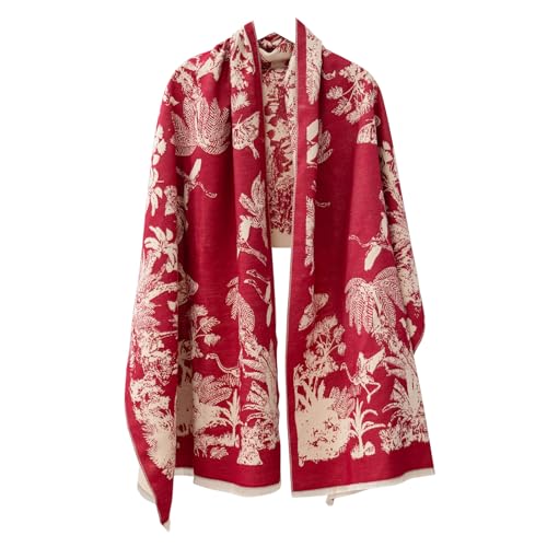 Soft Silky Pashmina Shawl Wrap for Women,Paisley & Floral Scarf with Fringe, Warm Winter Wrap for Wedding & Travel