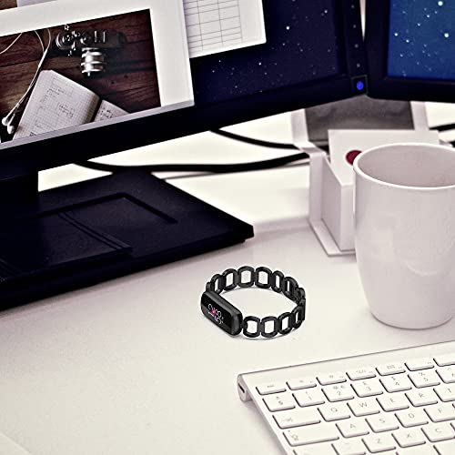 Hoopyeecase Metal Substituição pulseira de relógio Compatível com Fitbit Luxe, Ajustável Links Aço i