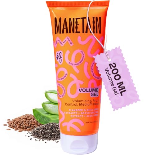 Image of MANETAIN Volume Curl Gel 200ml for Curly & Wavy Hair | Flaxseed Curl Defining Gel with Medium Hold | Anti-Frizz & Moisturizing Styling Gel | Lightweight, CG-Friendly Hair Gel for Defined Curls
