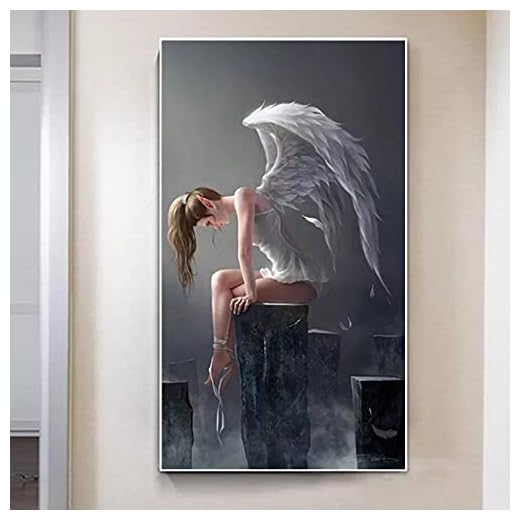 Tapet dekorativ målning Angel Wings Black and White Anime Print And Poster Canvas Painting Wall Art Bild för vardagsrum heminredning Heminredning julklappar -60x80cm