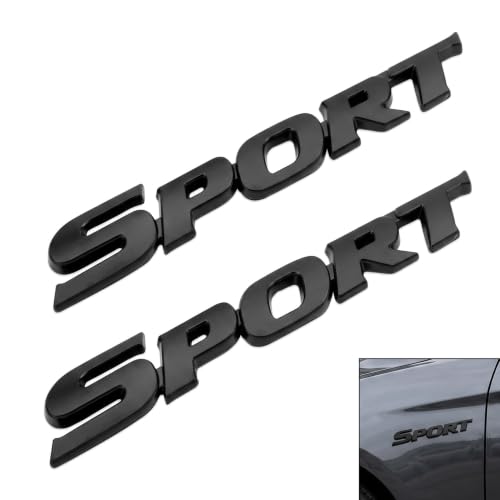 Yicwocy 2Pcs 3D Metal Sport Car Sticker, Fender Emblem Badge Decal Black
