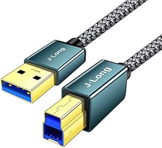 USB 3.0 A Male to B Male Cable 0.5M,J·LONG Superspeed Braided USB 3.0 Type A to B Male Cable Compatible with Printers,Docking Station,External Hard Drivers,Scanner,USB Hub and More Devices (50cm)