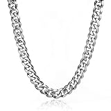 Men's 15mm Stainless Steel Silver Curb Link Chain Necklace, 26