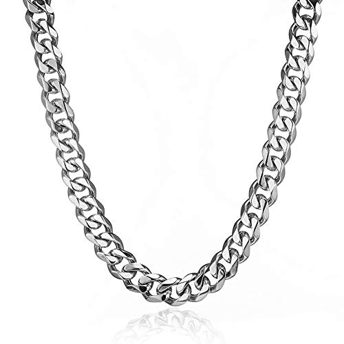 Men's 15mm Stainless Steel Silver Curb Link Chain Necklace, 26